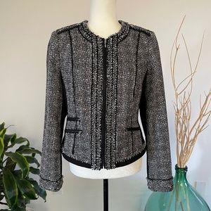 White House Black Market  - black & white tweed jacket - Sz 12